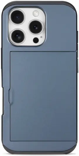 Apple iPhone 16 Pro Max Hoesje met Slider Kaarthouder Back Cover Blauw afbeelding 6