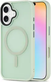 Apple iPhone 16 Hoesje met MagSafe Back Cover Matte Lichtgroen afbeelding