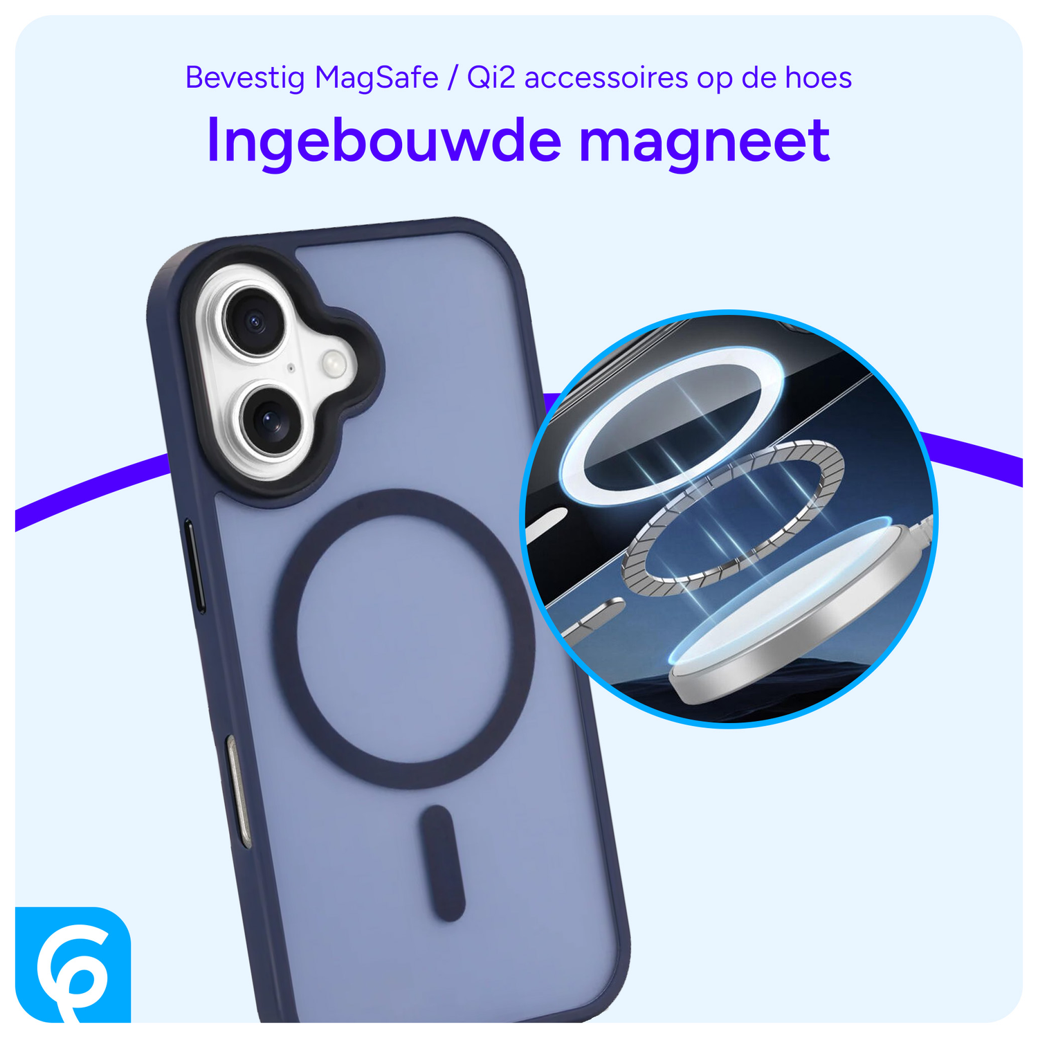 Apple iPhone 16 Hoesje met MagSafe Back Cover Matte Donkerblauw afbeelding 4