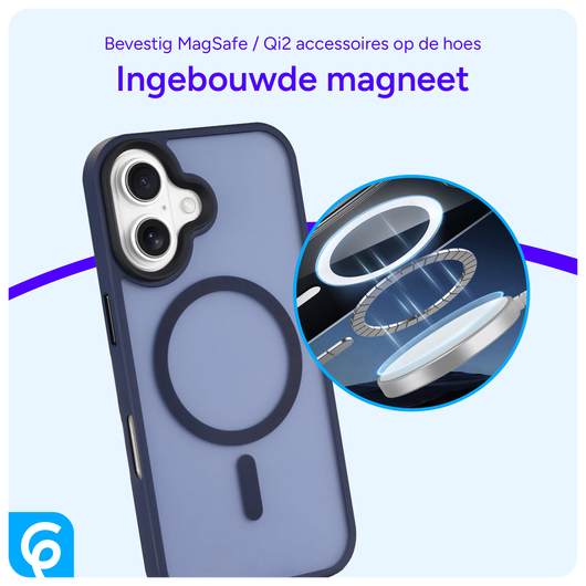 Apple iPhone 16 Hoesje met MagSafe Back Cover Matte Donkerblauw afbeelding 4