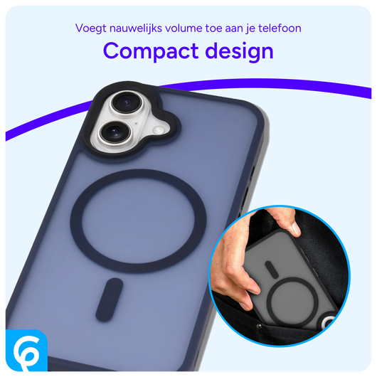 Apple iPhone 16 Hoesje met MagSafe Back Cover Matte Donkerblauw afbeelding 6