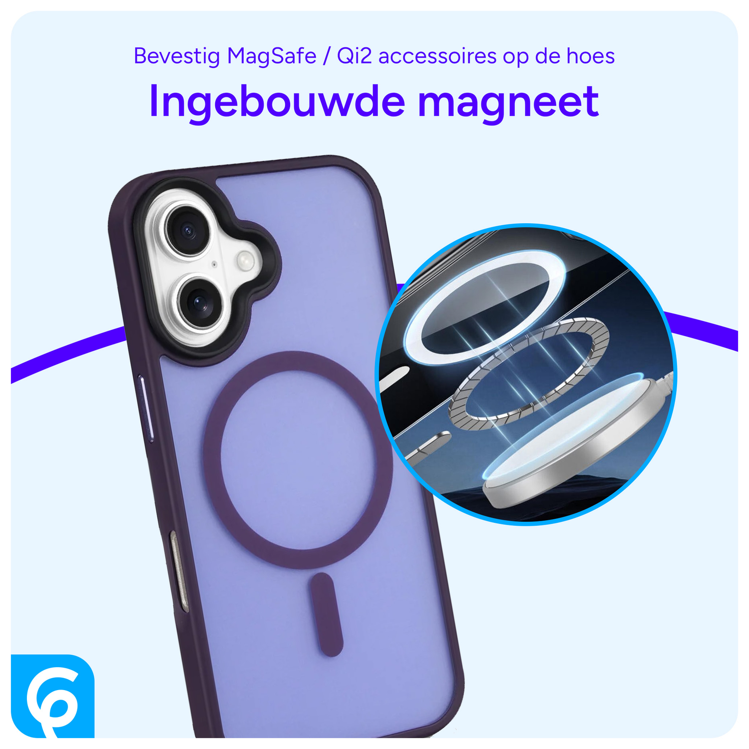 Apple iPhone 16 Hoesje met MagSafe Back Cover Matte Paars afbeelding 4