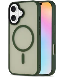 Apple iPhone 16 Hoesje met MagSafe Back Cover Matte Donker Groen