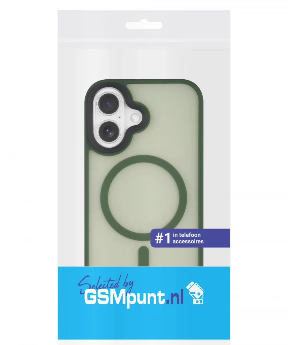 Apple iPhone 16 Hoesje met MagSafe Back Cover Matte Donkergroen afbeelding 12