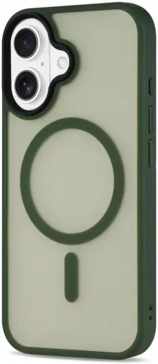 Apple iPhone 16 Hoesje met MagSafe Back Cover Matte Donkergroen afbeelding 7