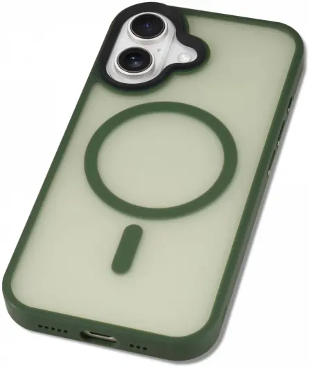 Apple iPhone 16 Hoesje met MagSafe Back Cover Matte Donkergroen afbeelding 9