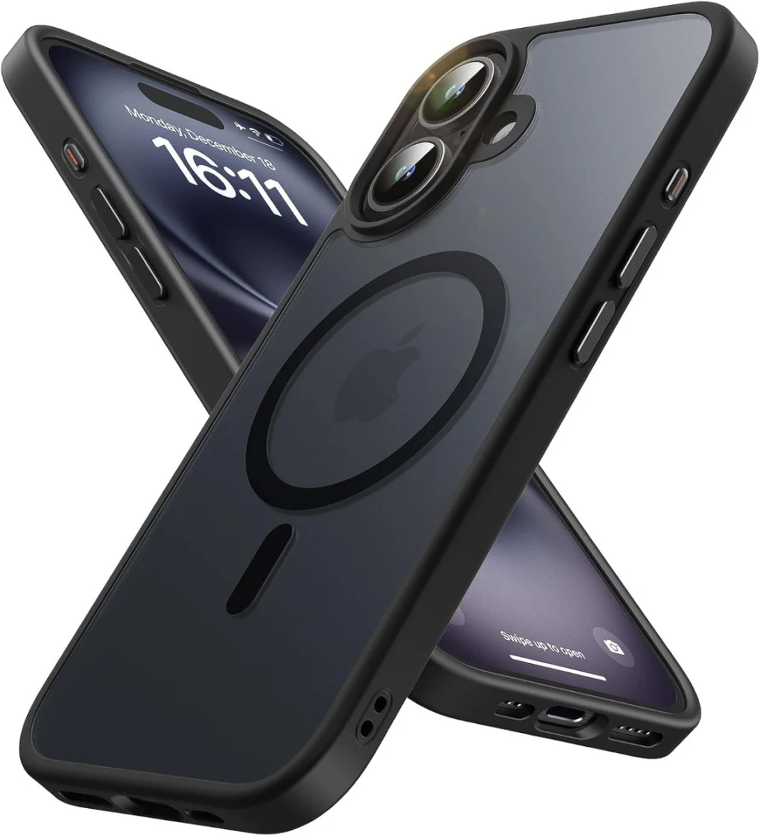 Apple iPhone 16 Plus Hoesje met MagSafe Back Cover Matte Zwart afbeelding 1