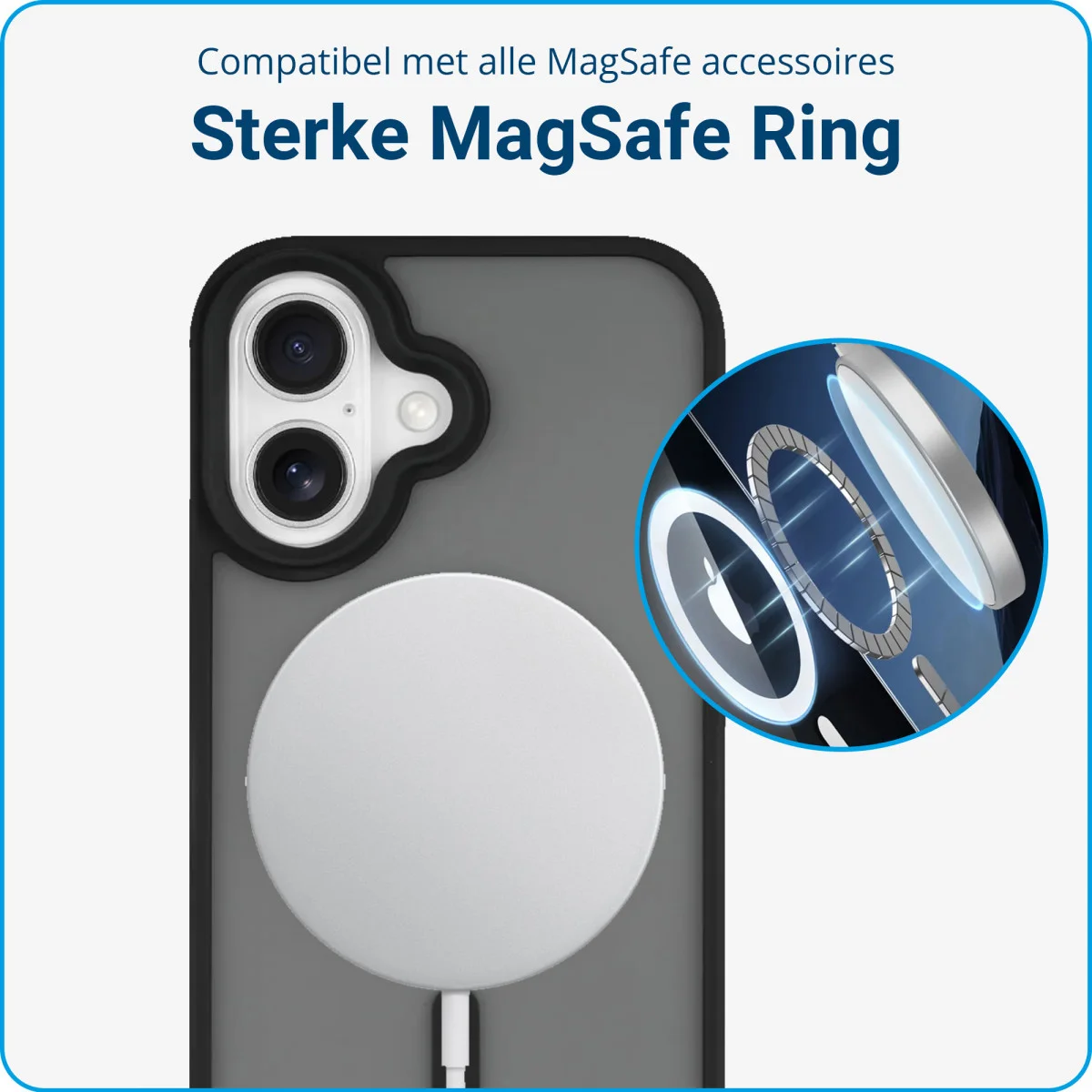 Apple iPhone 16 Plus Hoesje met MagSafe Back Cover Matte Zwart afbeelding 2