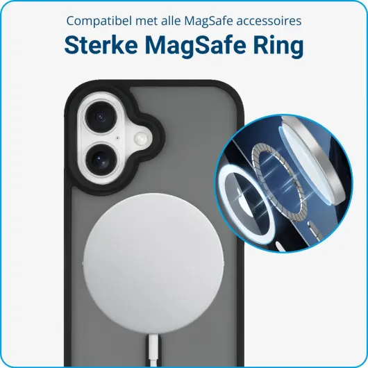 Apple iPhone 16 Plus Hoesje met MagSafe Back Cover Matte Zwart afbeelding 2