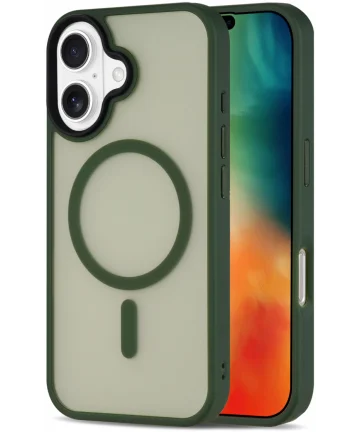 Apple iPhone 16 Plus Hoesje met MagSafe Back Cover Matte Donker Groen Hoesjes