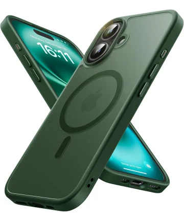 Apple iPhone 16 Plus Hoesje met MagSafe Back Cover Matte Groen Hoesjes