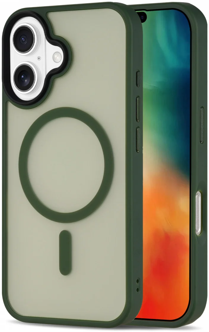 Apple iPhone 16 Plus Hoesje met MagSafe Back Cover Matte Groen afbeelding 6