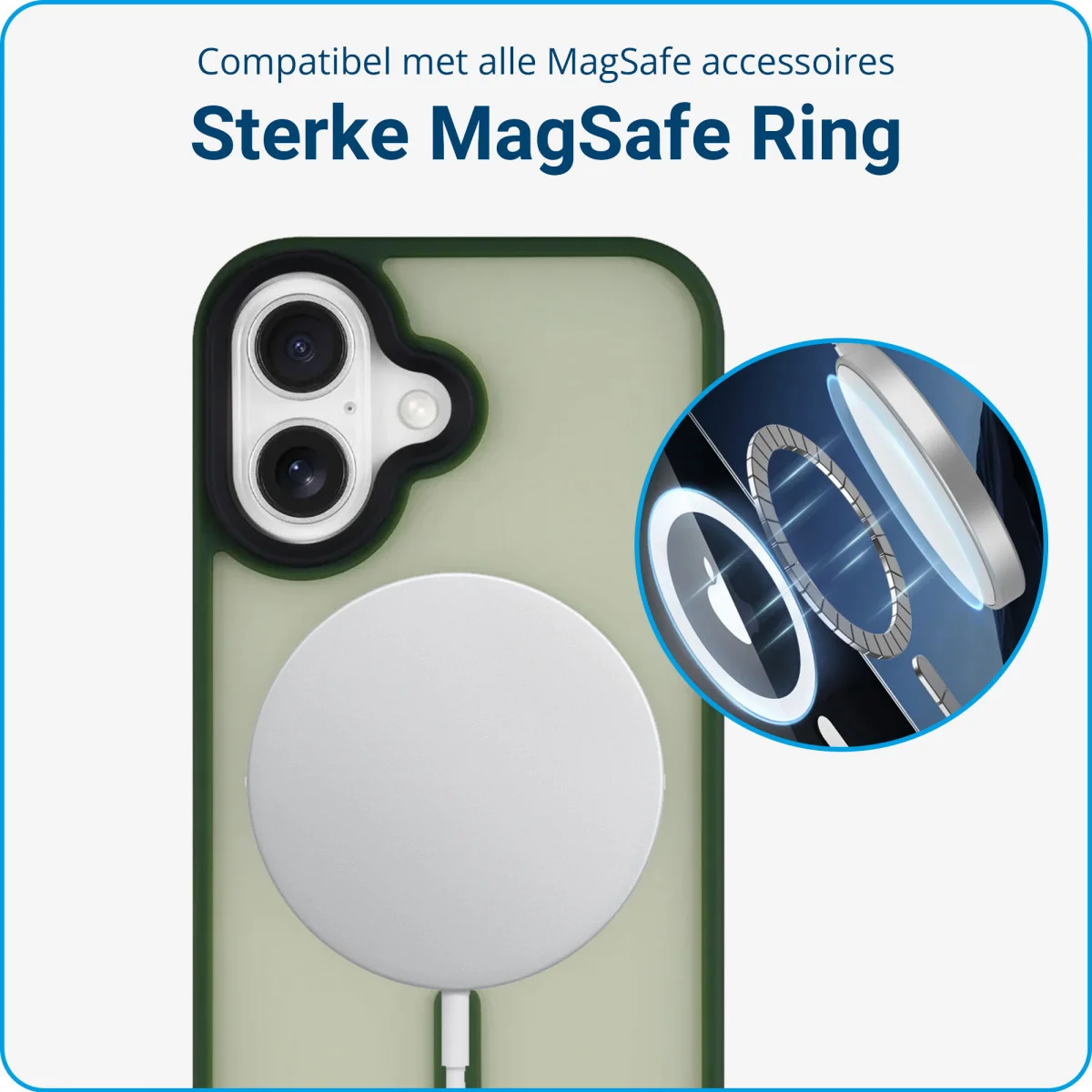Apple iPhone 16 Plus Hoesje met MagSafe Back Cover Matte Groen afbeelding 2