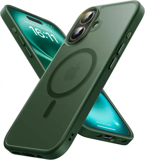 Apple iPhone 16 Plus Hoesje met MagSafe Back Cover Matte Groen afbeelding 1