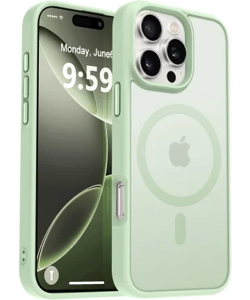 Apple iPhone 16 Pro Hoesje met MagSafe Back Cover Matte Groen Hoesjes