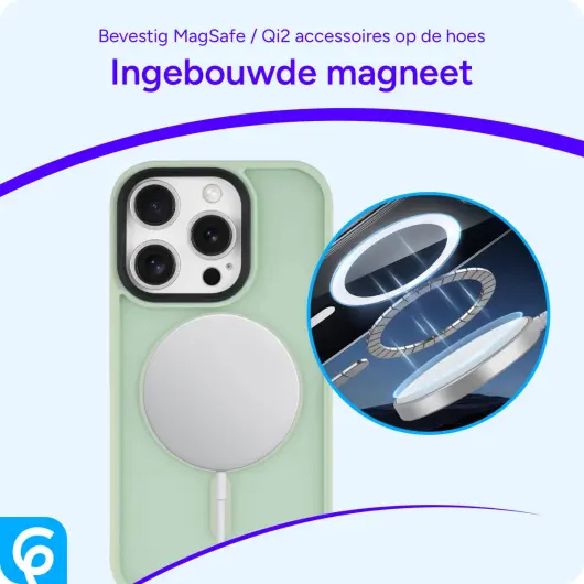 Apple iPhone 16 Pro Hoesje met MagSafe Back Cover Matte Groen afbeelding 4