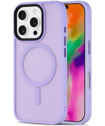 Apple iPhone 16 Pro Hoesje met MagSafe Back Cover Matte Lila Hoesjes