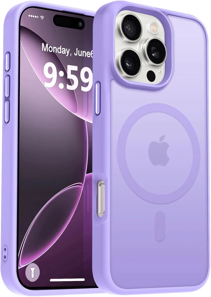 Apple iPhone 16 Pro Hoesje met MagSafe Back Cover Matte Lila afbeelding 1