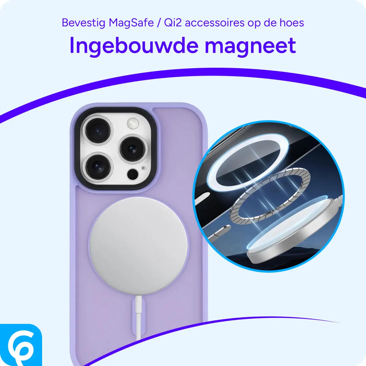 Apple iPhone 16 Pro Hoesje met MagSafe Back Cover Matte Lila afbeelding 4