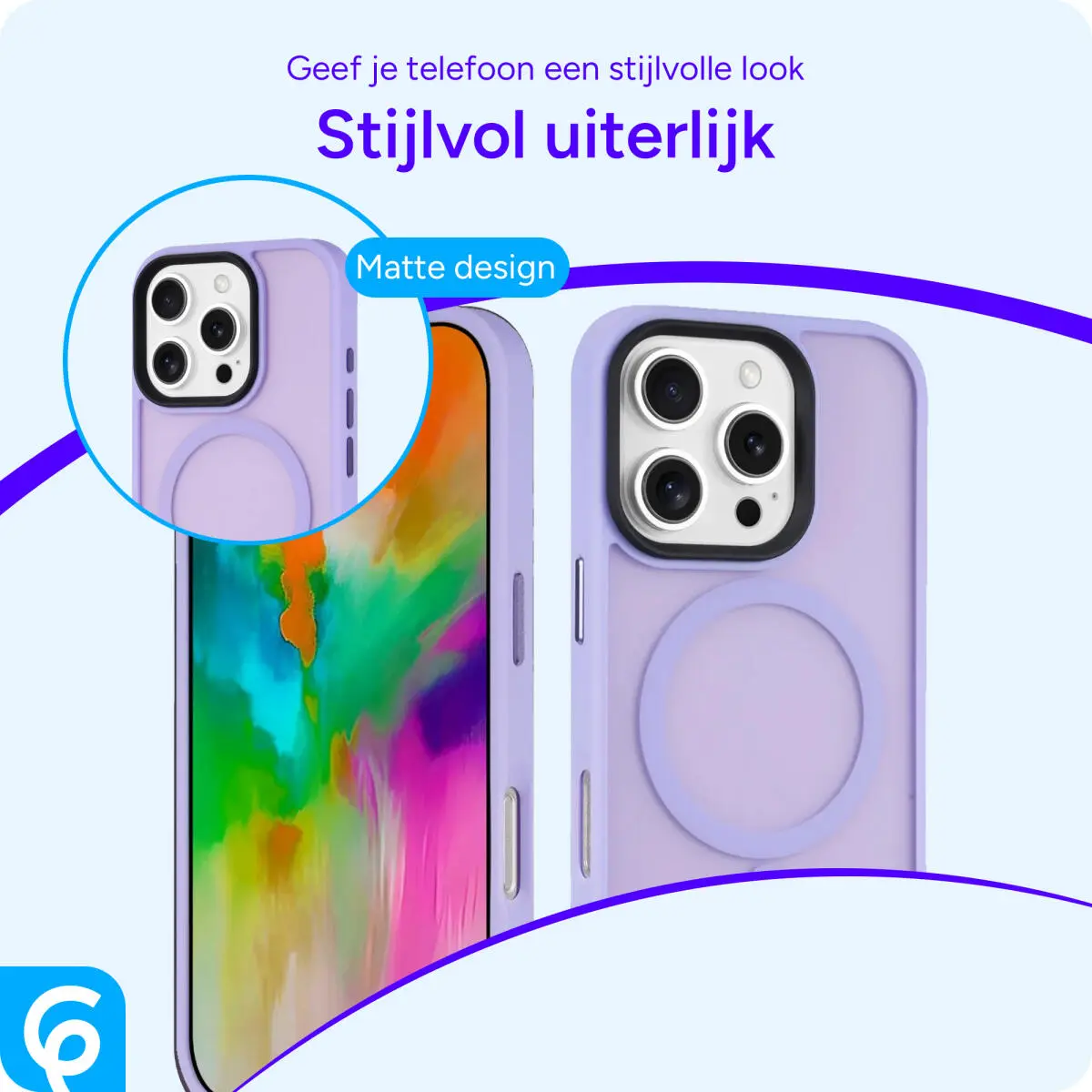Apple iPhone 16 Pro Hoesje met MagSafe Back Cover Matte Lila afbeelding 6