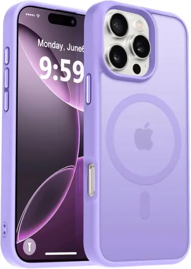 Apple iPhone 16 Pro Hoesje met MagSafe Back Cover Matte Lila afbeelding 1