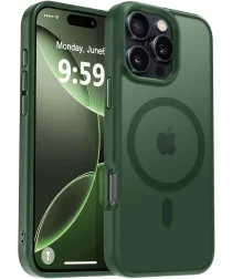 Apple iPhone 16 Pro Hoesje met MagSafe Back Cover Matte Green