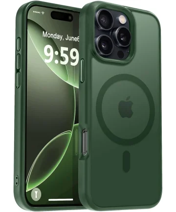 Apple iPhone 16 Pro Hoesje met MagSafe Back Cover Matte Green Hoesjes