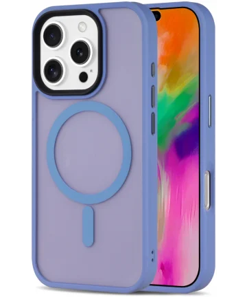 Apple iPhone 16 Pro Hoesje met MagSafe Back Cover Matte Licht Blauw Hoesjes