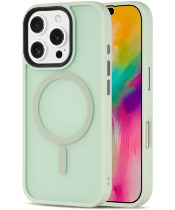 Apple iPhone 16 Pro Max Hoesje met MagSafe Back Cover Matte Licht Groen Hoesjes