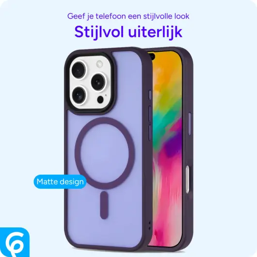 Apple iPhone 16 Pro Max Hoesje met MagSafe Back Cover Matte Paars afbeelding 4