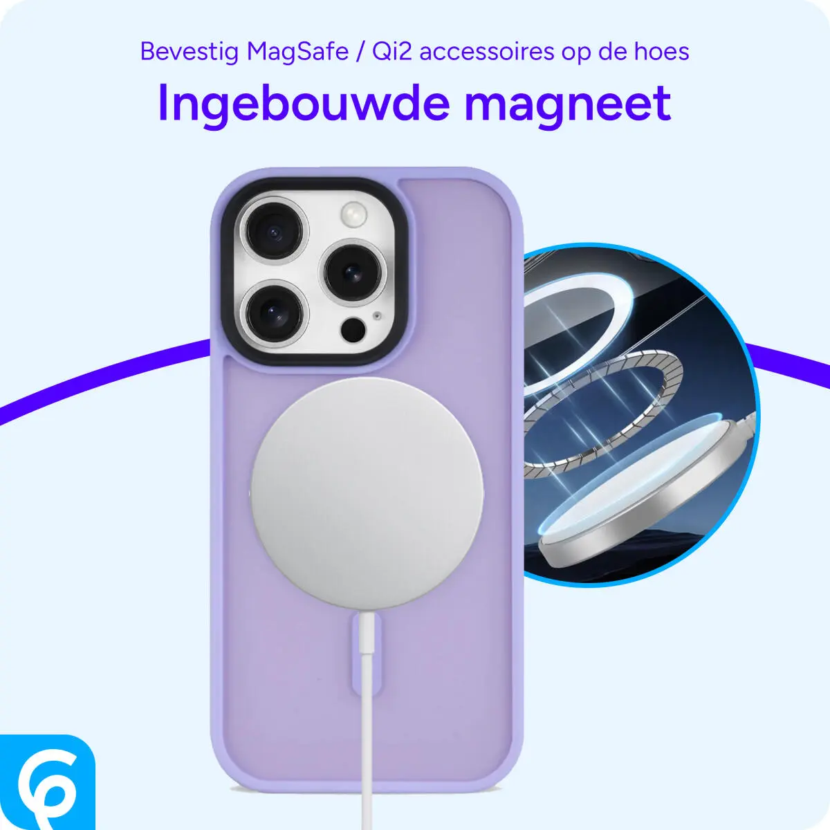Apple iPhone 16 Pro Max Hoesje met MagSafe Back Cover Matte Lila afbeelding 6