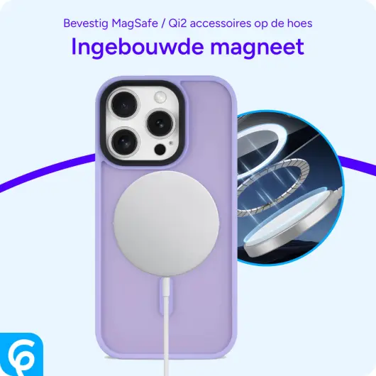 Apple iPhone 16 Pro Max Hoesje met MagSafe Back Cover Matte Lila afbeelding 6