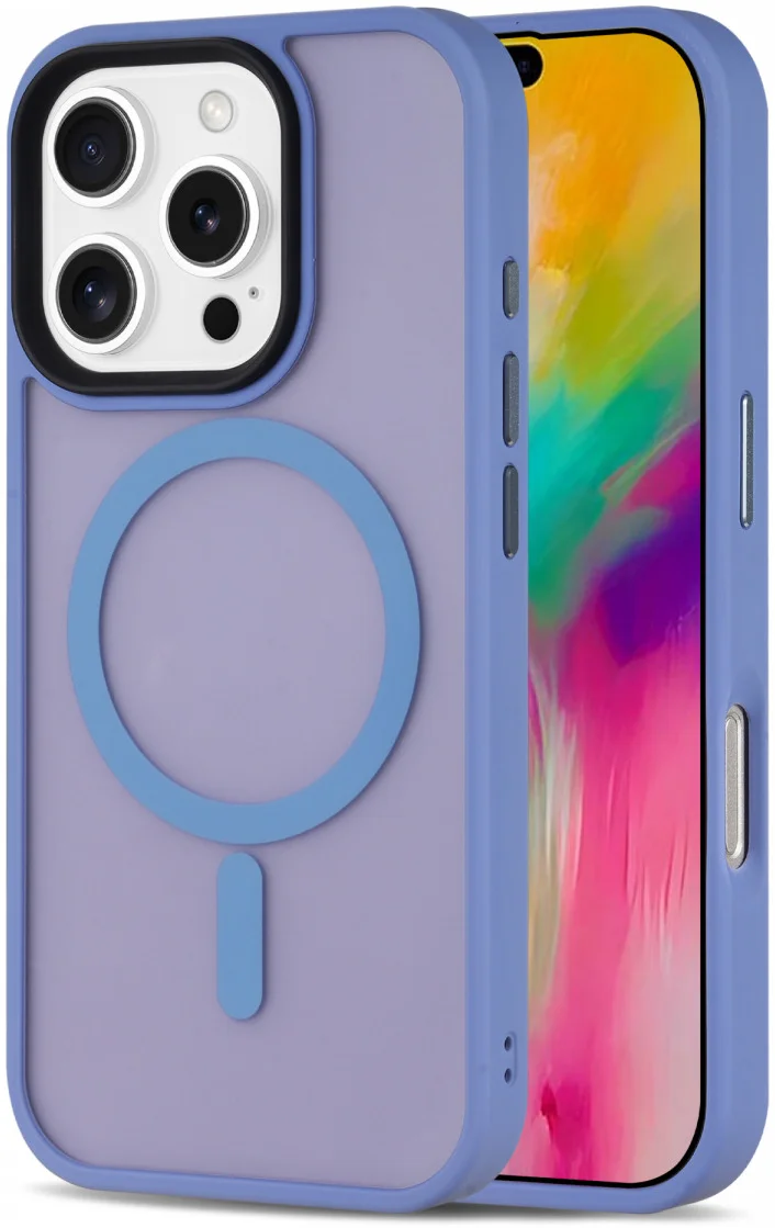 Apple iPhone 16 Pro Max Hoesje met MagSafe Back Cover Matte Lichtblauw afbeelding 7