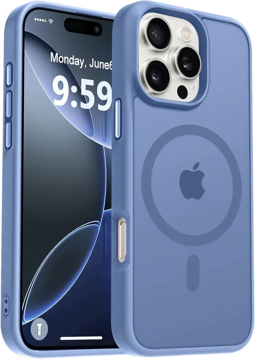Apple iPhone 16 Pro Max Hoesje met MagSafe Back Cover Matte Lichtblauw afbeelding 1