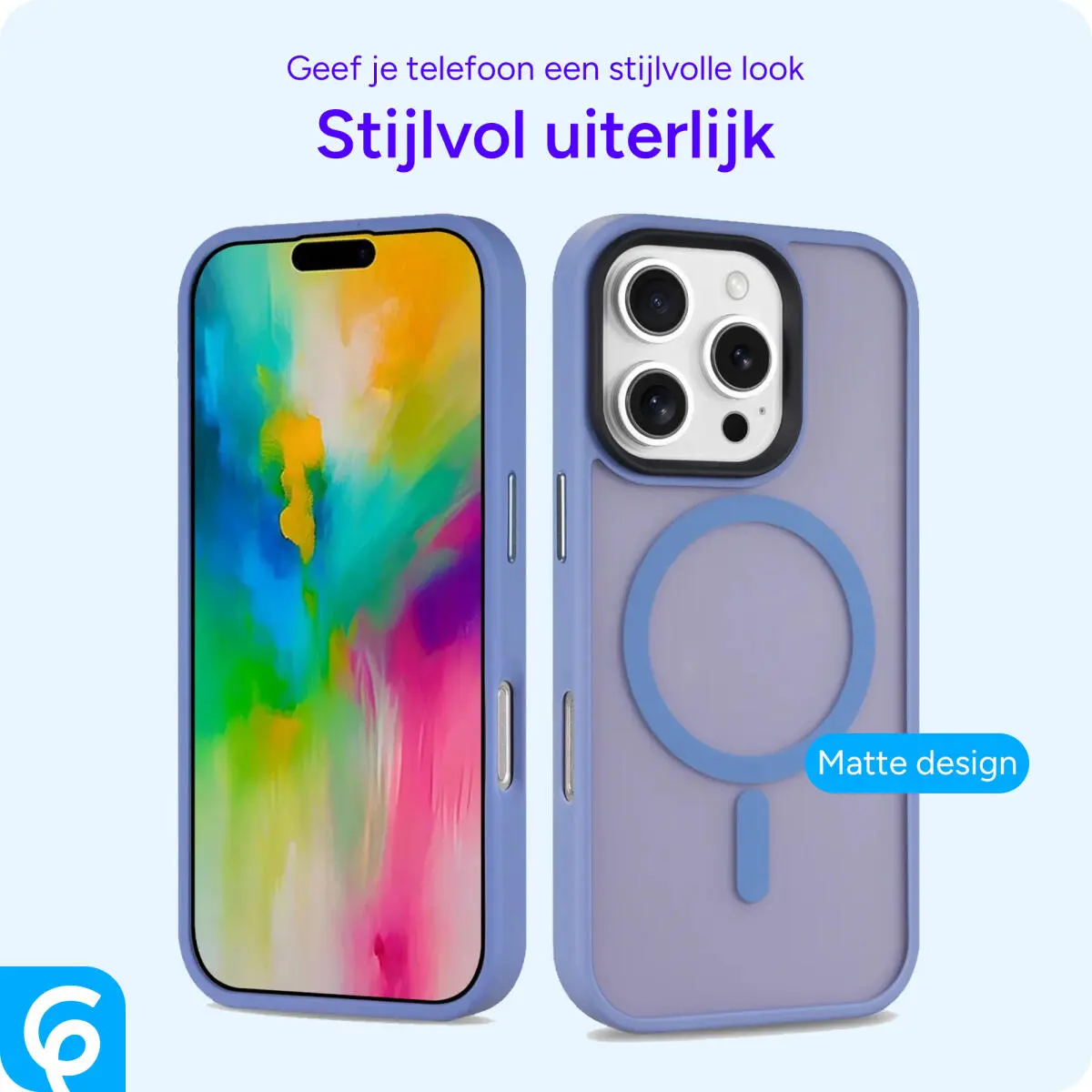 Apple iPhone 16 Pro Max Hoesje met MagSafe Back Cover Matte Lichtblauw afbeelding 4