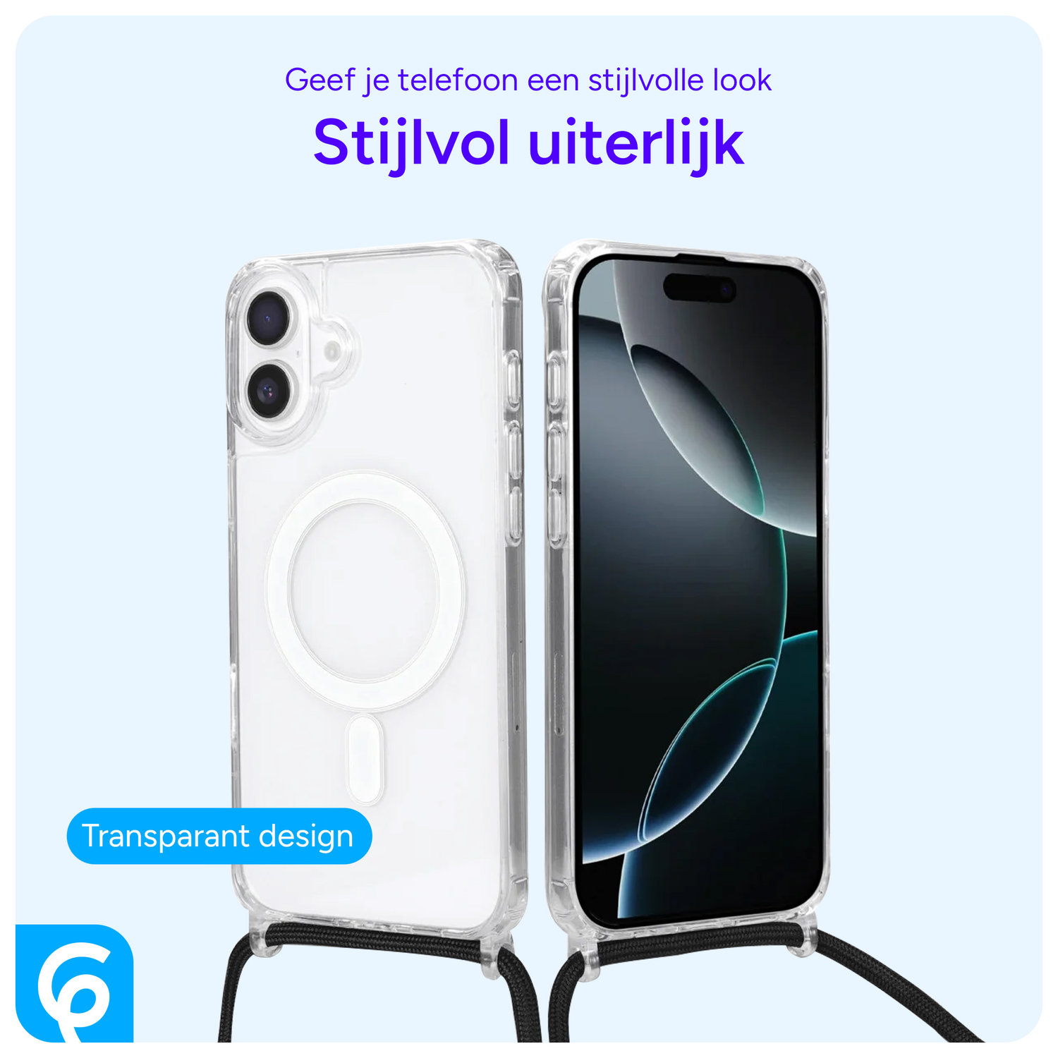 Apple iPhone 16 Plus Hoesje MagSafe Schokbestendig met Koord Transparant afbeelding 5