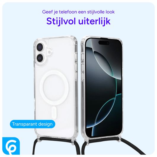 Apple iPhone 16 Plus Hoesje MagSafe Schokbestendig met Koord Transparant afbeelding 5
