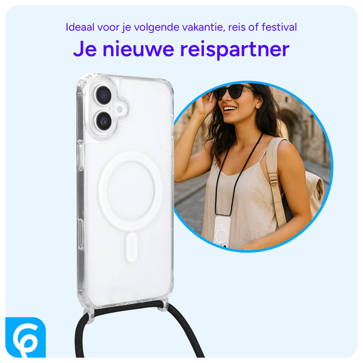 Apple iPhone 16 Plus Hoesje MagSafe Schokbestendig met Koord Transparant afbeelding 6