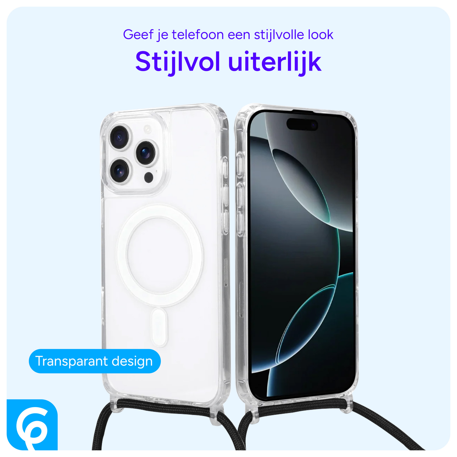 Apple iPhone 16 Pro Hoesje MagSafe Schokbestendig met Koord Transparant afbeelding 2