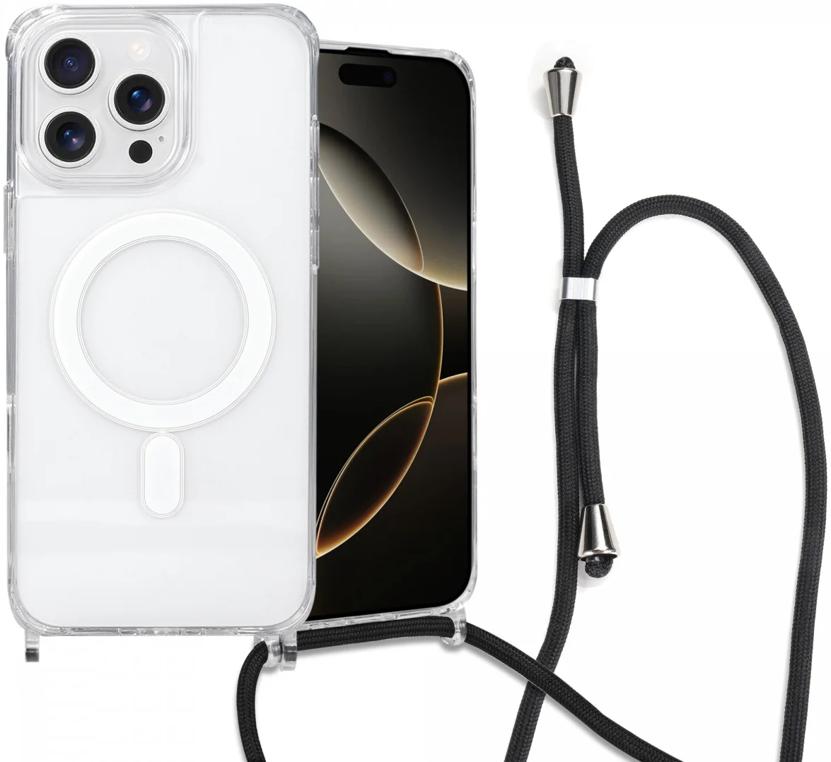 Apple iPhone 16 Pro Max Hoesje MagSafe Schokbestendig met Koord Transparant afbeelding 1