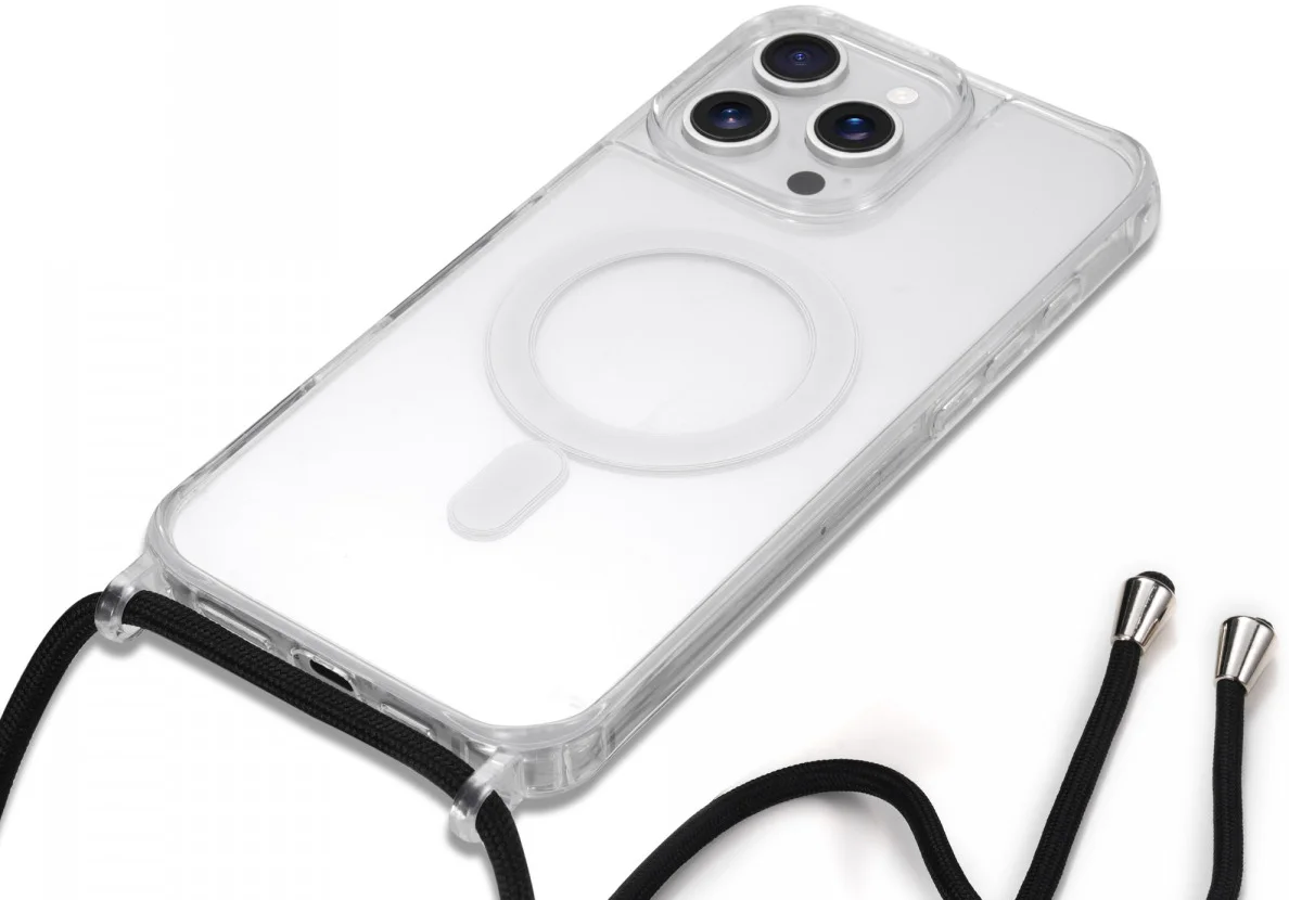 Apple iPhone 16 Pro Max Hoesje MagSafe Schokbestendig met Koord Transparant afbeelding 11