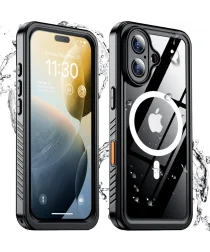 SBG iPhone 16 Hoesje Waterdicht met MagSafe Transparant/Zwart