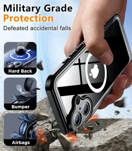 SBG Outdoor Case Apple iPhone 16 Plus Waterdicht met MagSafe / Qi2 Zwart afbeelding 6