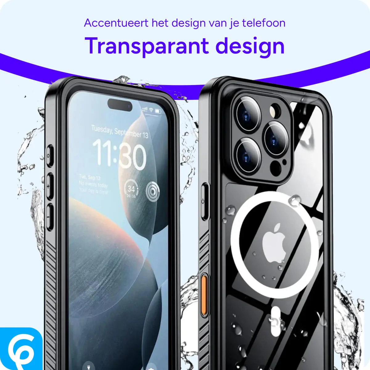 SBG Outdoor Case Apple iPhone 16 Pro Waterdicht met MagSafe / Qi2 Zwart afbeelding 2