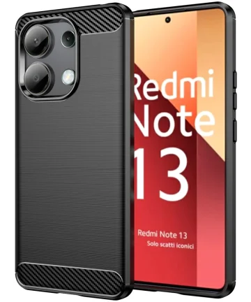 Xiaomi Redmi Note 13 4G Hoesje Geborsteld TPU Flexibele Back Cover Zwart Hoesjes