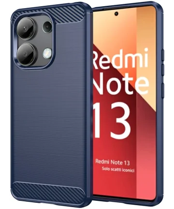 Xiaomi Redmi Note 13 4G Hoesje Geborsteld TPU Flexibele Back Cover Blauw Hoesjes