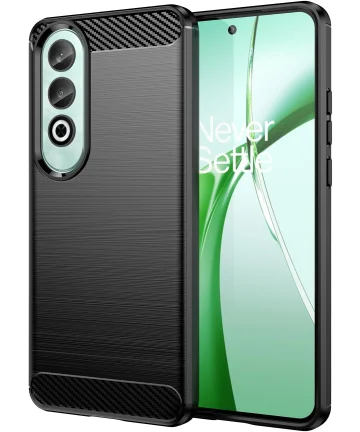 OnePlus Nord CE 4 Hoesje Geborsteld TPU Flexibele Back Cover Zwart Hoesjes