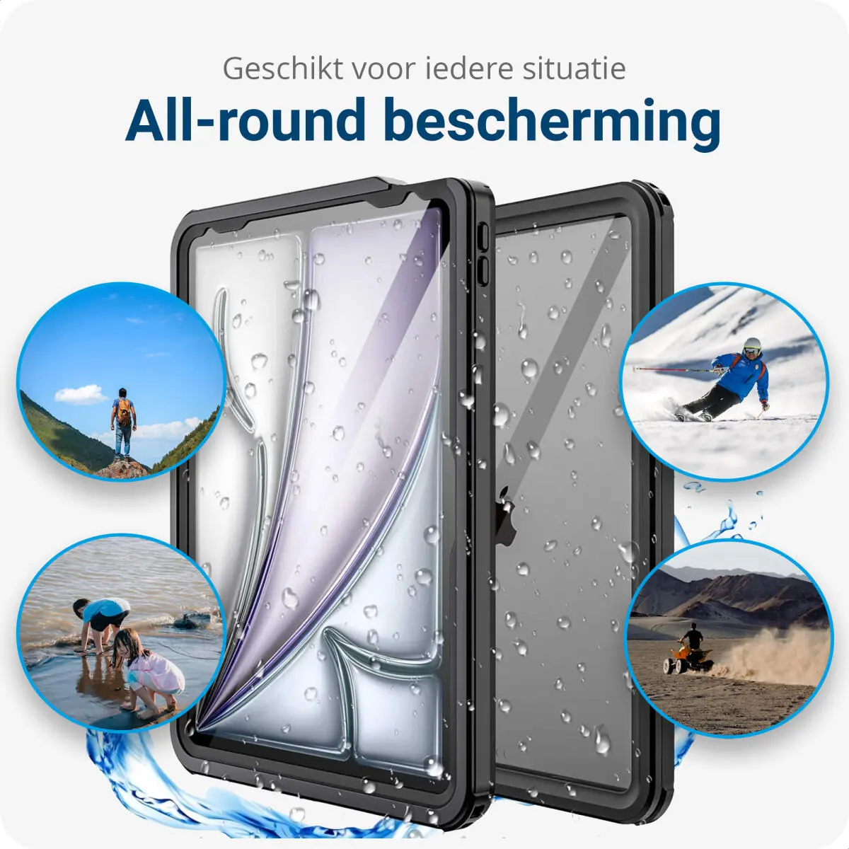 Apple iPad Pro 13 (2024) Hoes Waterdicht Full Protect Cover IP68 Zwart afbeelding 2