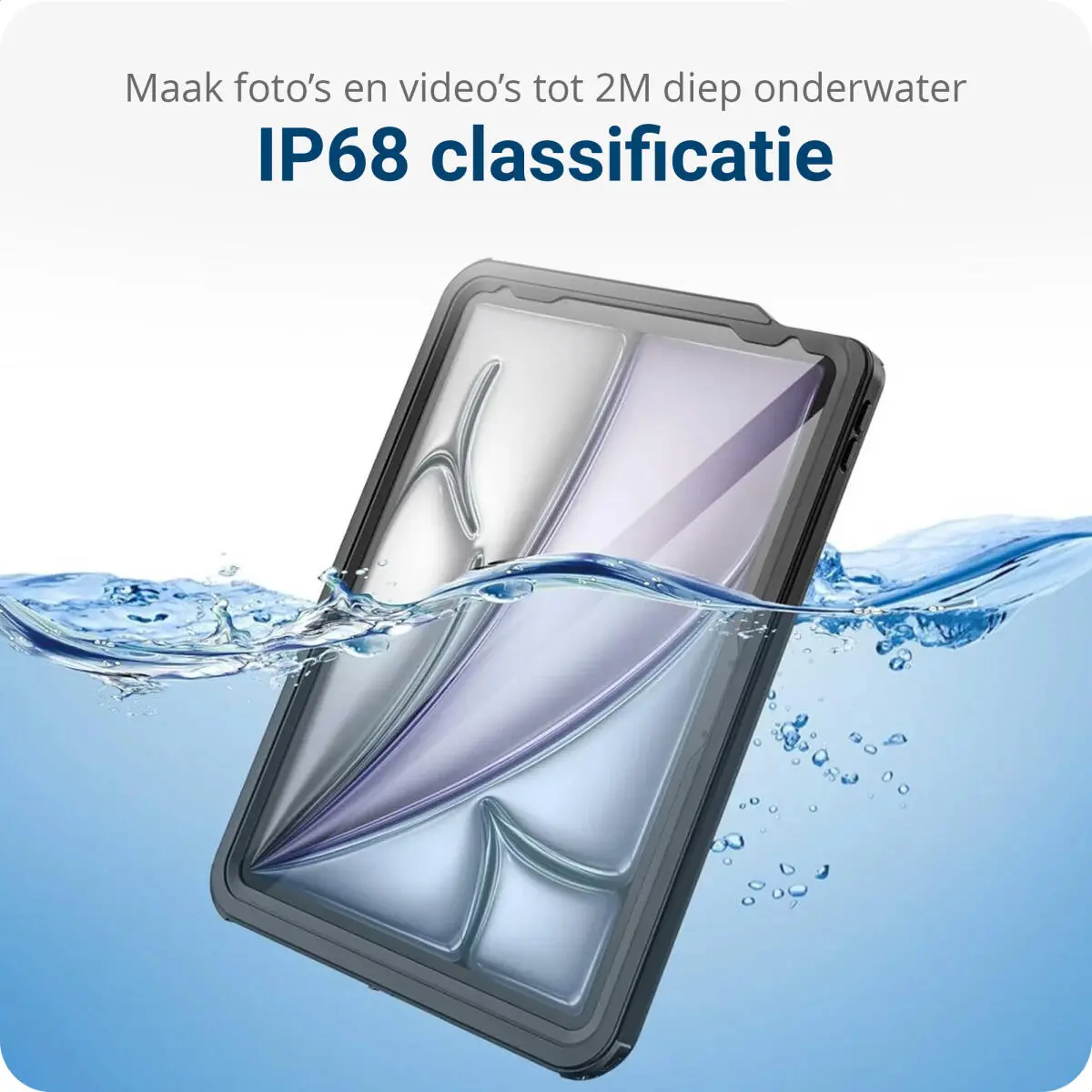 Apple iPad Pro 13 (2024) Hoes Waterdicht Full Protect Cover IP68 Zwart afbeelding 3