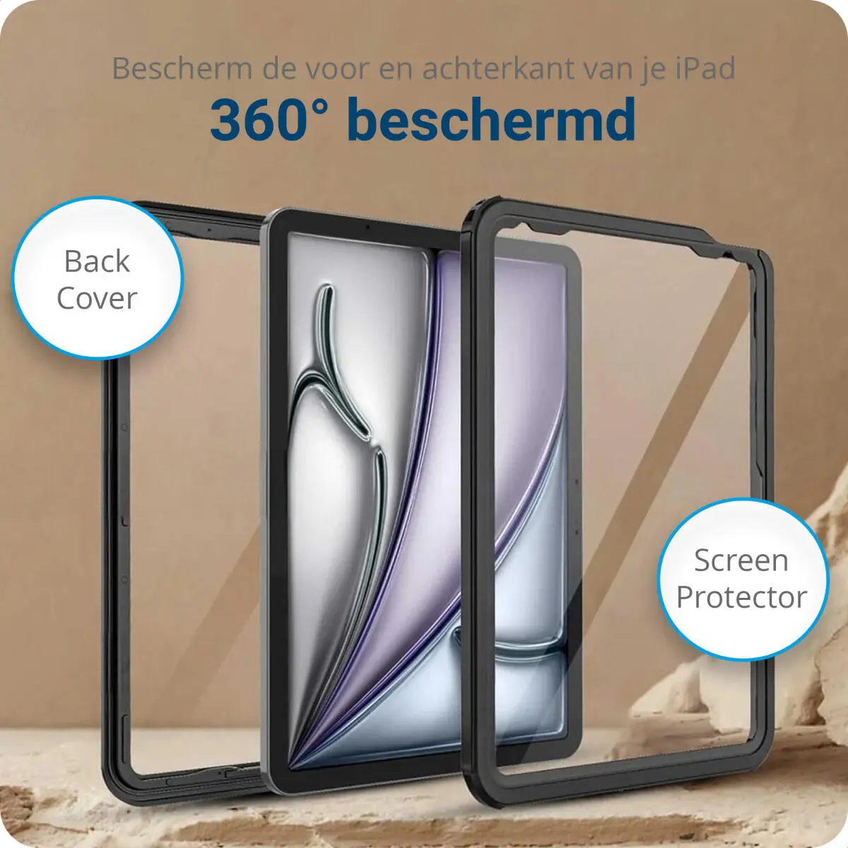 Apple iPad Pro 13 (2024) Hoes Waterdicht Full Protect Cover IP68 Zwart afbeelding 5